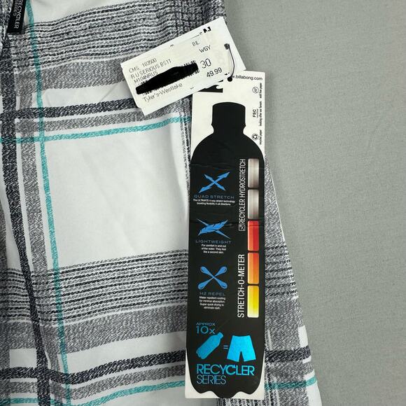 Billabong Men’s 30 Platinum X R U Serious Board Shorts Plaid Stretch - Picture 8 of 11